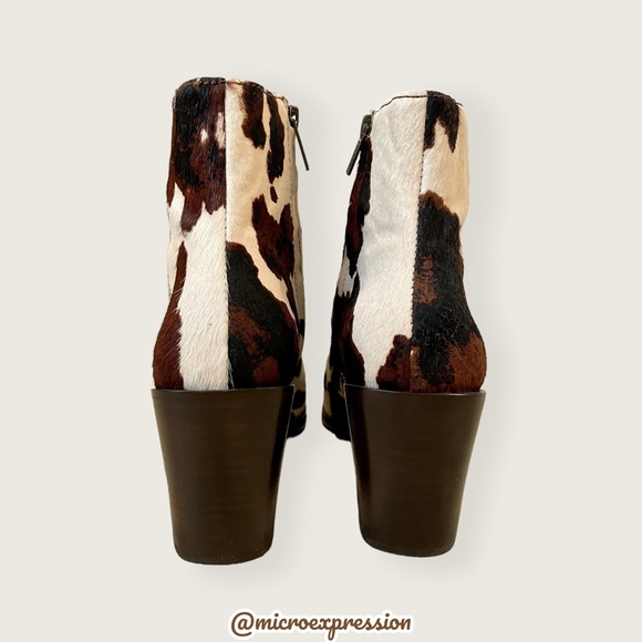 RARE Frye Georgia Short Cow Pattern Fur Leather Cowboy Pull On Western AnkleBoot - Picture 11 of 15